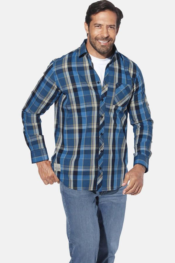 Jan Vanderstorm casual overhemd JORVAR Plus Size donkerblauw