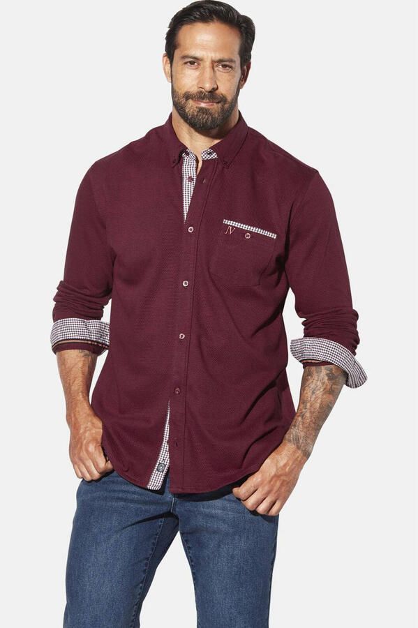 Jan Vanderstorm casual overhemd KNUTHEIM Plus Size donkerrood
