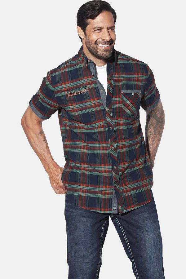 Jan Vanderstorm casual overhemd SNALLE Plus Size donkerblauw