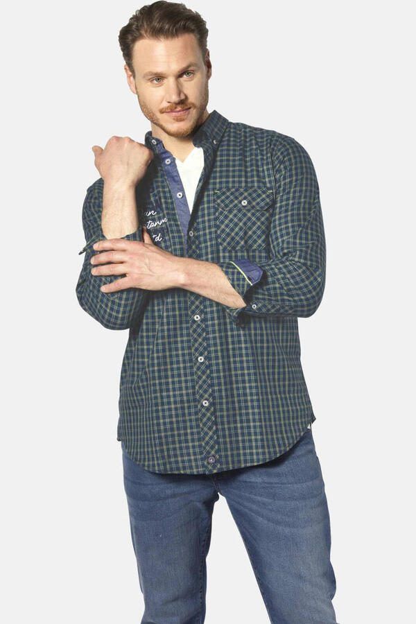 Jan Vanderstorm +FIT Collectie casual overhemd PERTAVIN Plus Size blauw groen