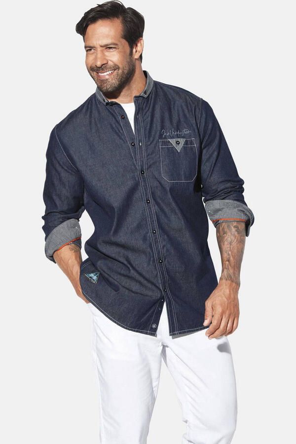 Jan Vanderstorm +FIT Collectie denim loose casual overhemd blauw