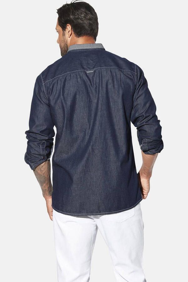 Jan Vanderstorm +FIT Collectie denim loose casual overhemd blauw - Foto 2
