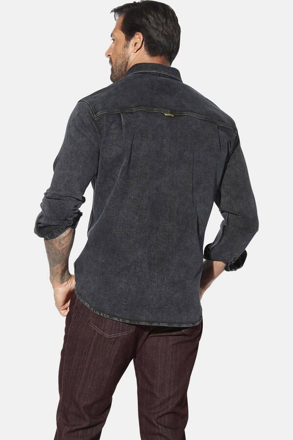 Jan Vanderstorm +FIT collectie denim overshirt OLAVIK Plus Size zwart - Foto 2