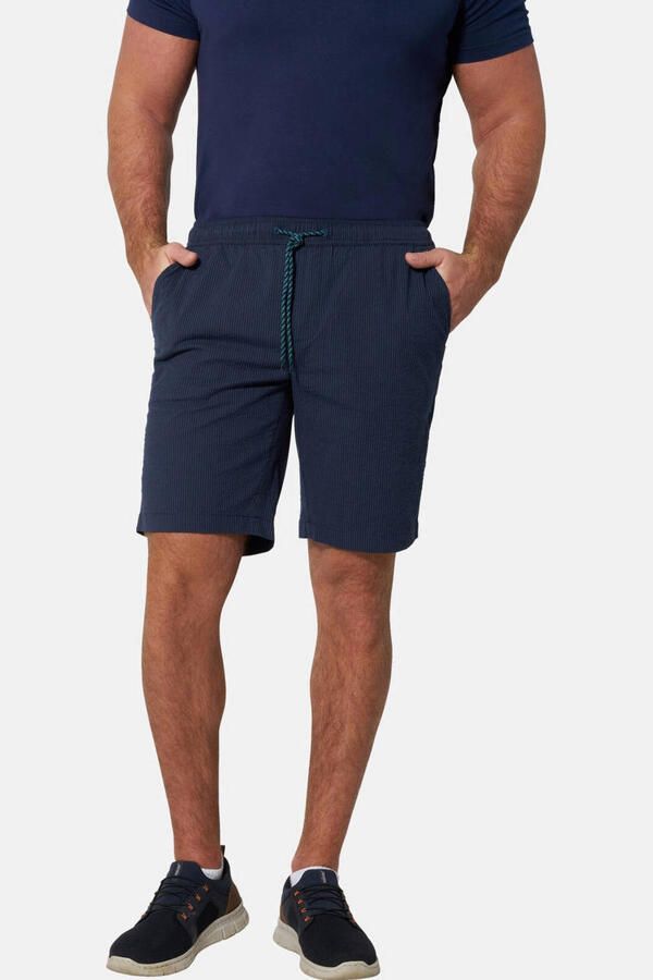 Jan Vanderstorm +FIT Collectie EEKA relaxed gestreepte casual short donkerblauw