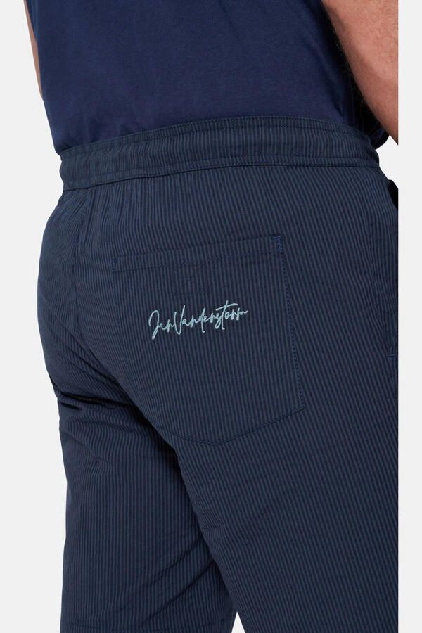 Jan Vanderstorm +FIT Collectie EEKA relaxed gestreepte casual short donkerblauw - Foto 3