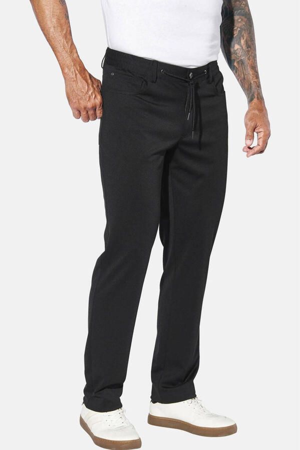 Jan Vanderstorm +FIT Collectie FJORDMARK loose casual broek Plus Size zwart