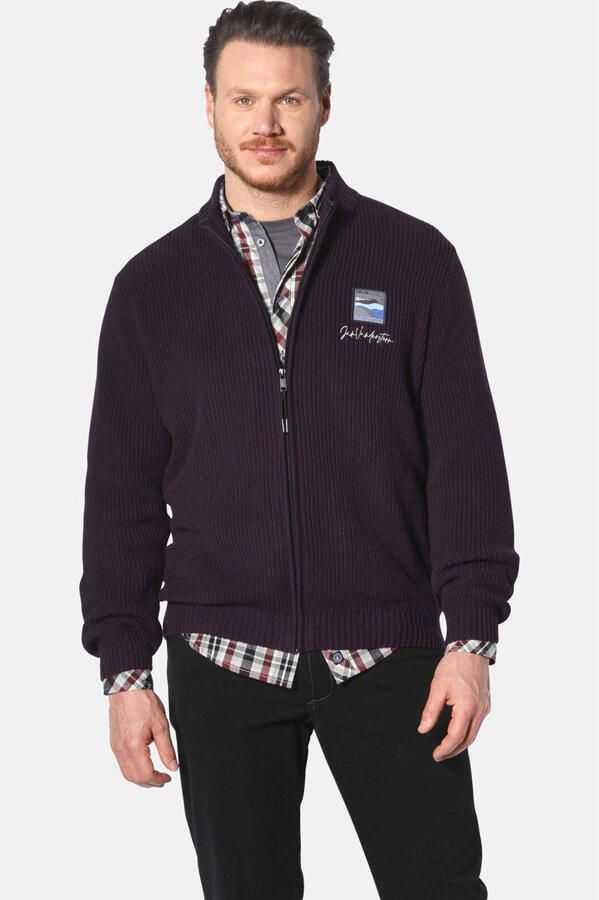 Jan Vanderstorm +FIT Collectie gebreid vest OLETARVIN aubergine - Foto 3
