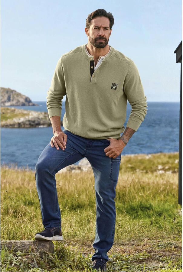 Jan Vanderstorm +FIT Collectie gebreide trui Plus Size WOLFHARD lichtkaki - Foto 3