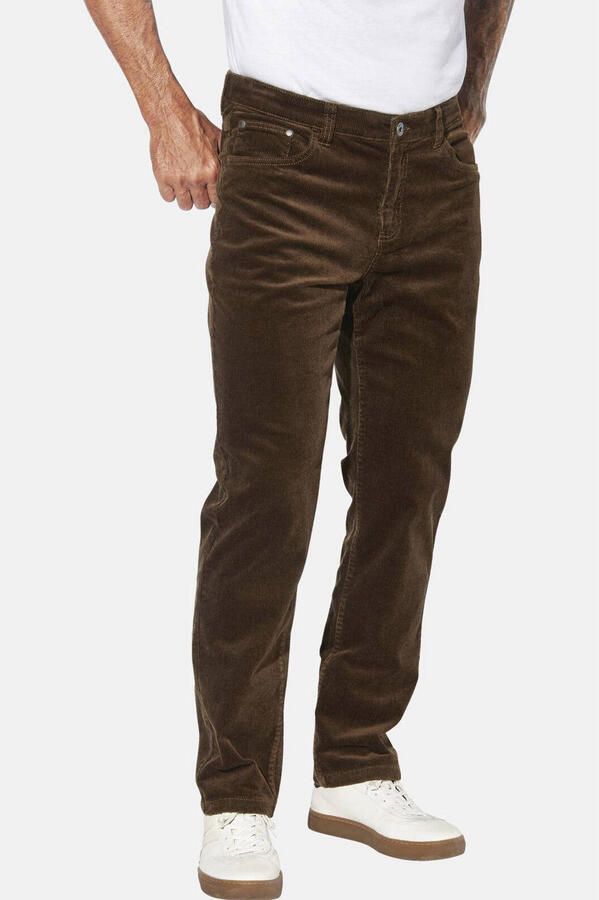 Jan Vanderstorm +FIT Collectie HARSTAD corduroy loose casual broek Plus Size donkerbruin
