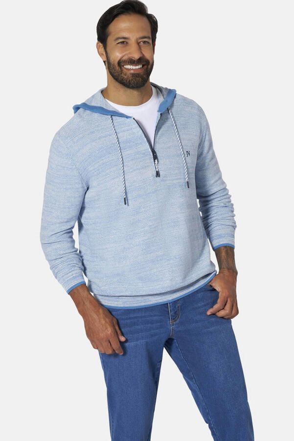 Jan Vanderstorm +FIT Collectie hoodie gebreid Plus Size TORGILS blauw