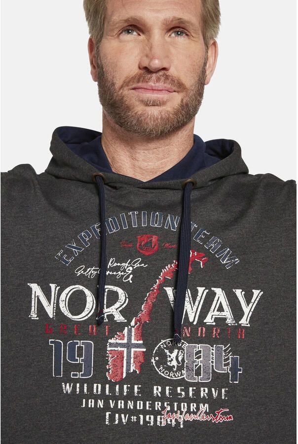 Jan Vanderstorm +FIT Collectie hoodie HINRICUS Plus Size met printopdruk donkergrijs - Foto 2