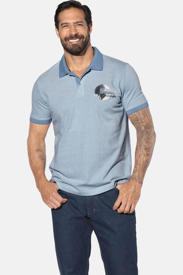 Jan Vanderstorm +FIT Collectie LINDHEIM loose polo Plus Size lichtblauw
