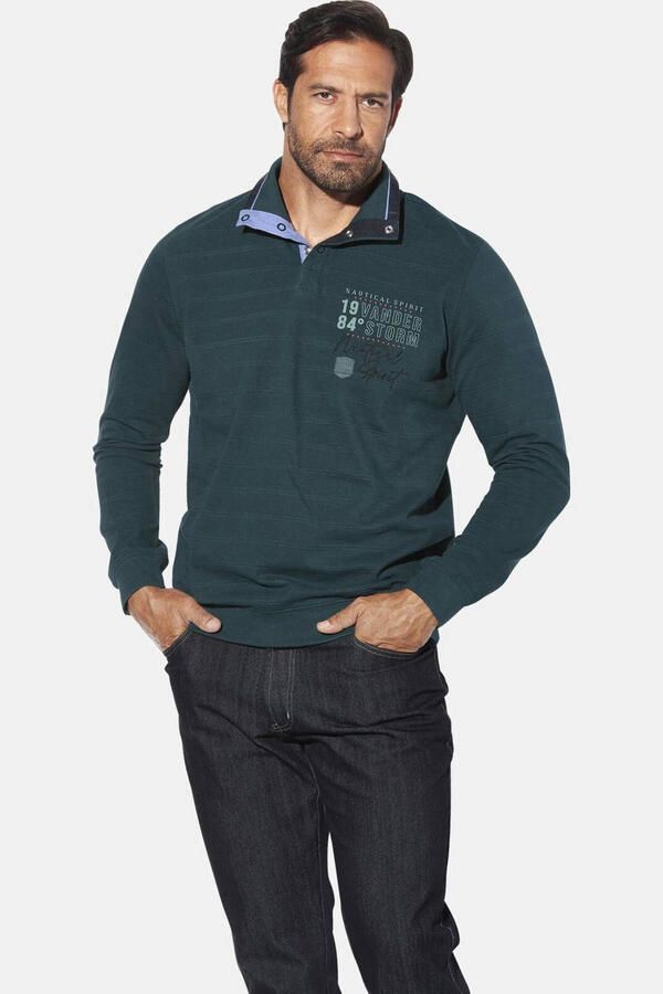Jan Vanderstorm +FIT Collectie MAGNUSDAL gestreepte sweater Plus Size petrol