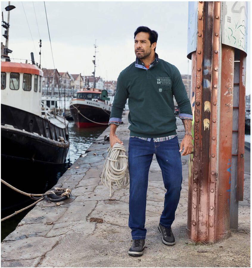 Jan Vanderstorm +FIT Collectie MAGNUSDAL gestreepte sweater Plus Size petrol - Foto 2