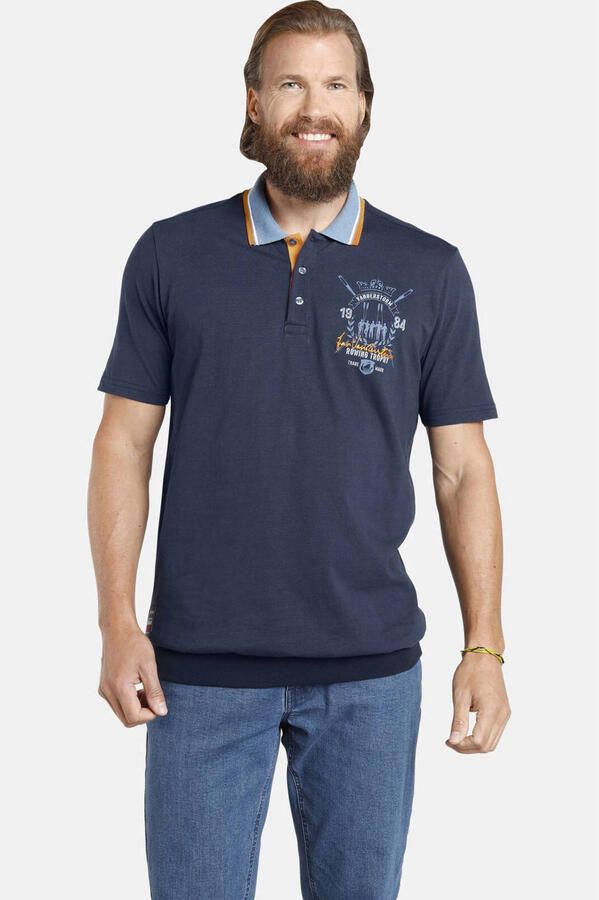 Jan Vanderstorm +FIT Collectie oversized polo ORVAR donkerblauw