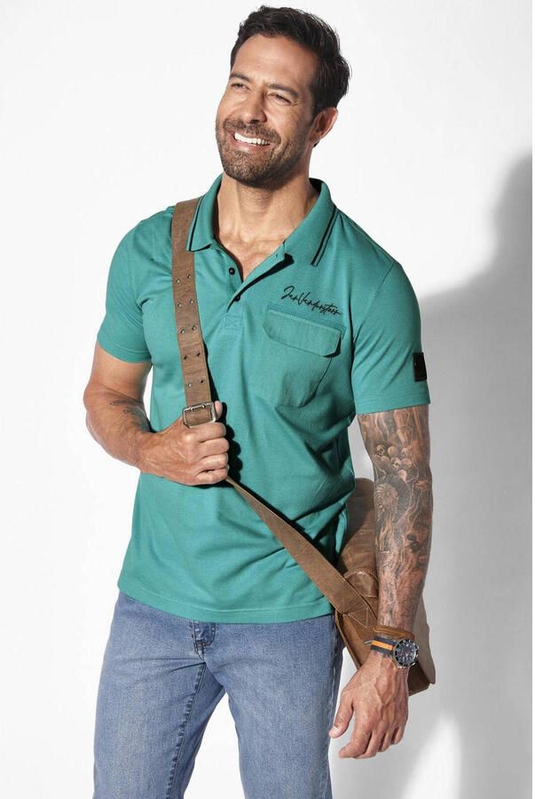 Jan Vanderstorm +FIT Collectie polo Plus Size STILTOR turquoise