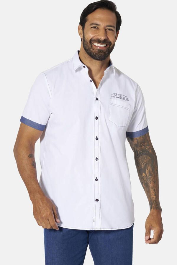 Jan Vanderstorm +FIT Collectie regular casual overhemd donkerblauw