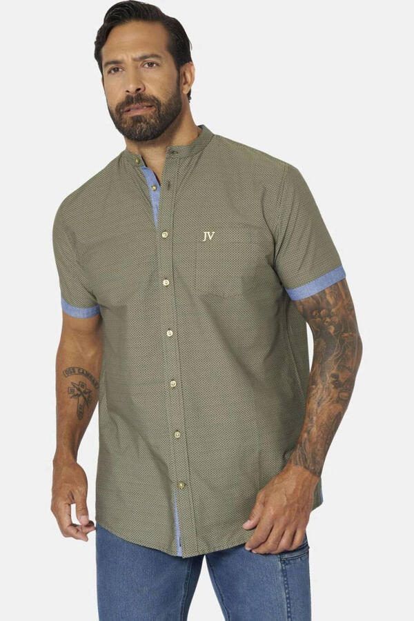 Jan Vanderstorm +FIT Collectie regular casual overhemd olijfgroen