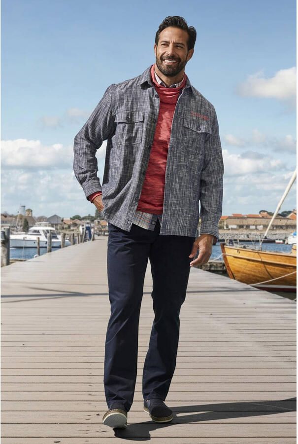 Jan Vanderstorm +FIT Collectie regular casual overhemd Plus Size donkerblauw - Foto 3