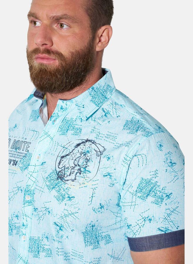 Jan Vanderstorm +FIT Collectie regular casual overhemd turquoise - Foto 3