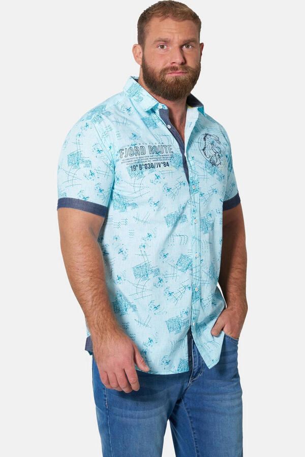 Jan Vanderstorm +FIT Collectie regular casual overhemd turquoise