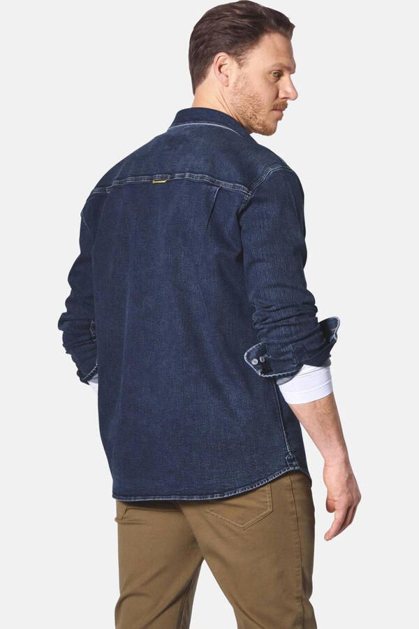 Jan Vanderstorm +FIT Collectie regular fit denim overshirt OLAVIK Plus Size donkerblauw