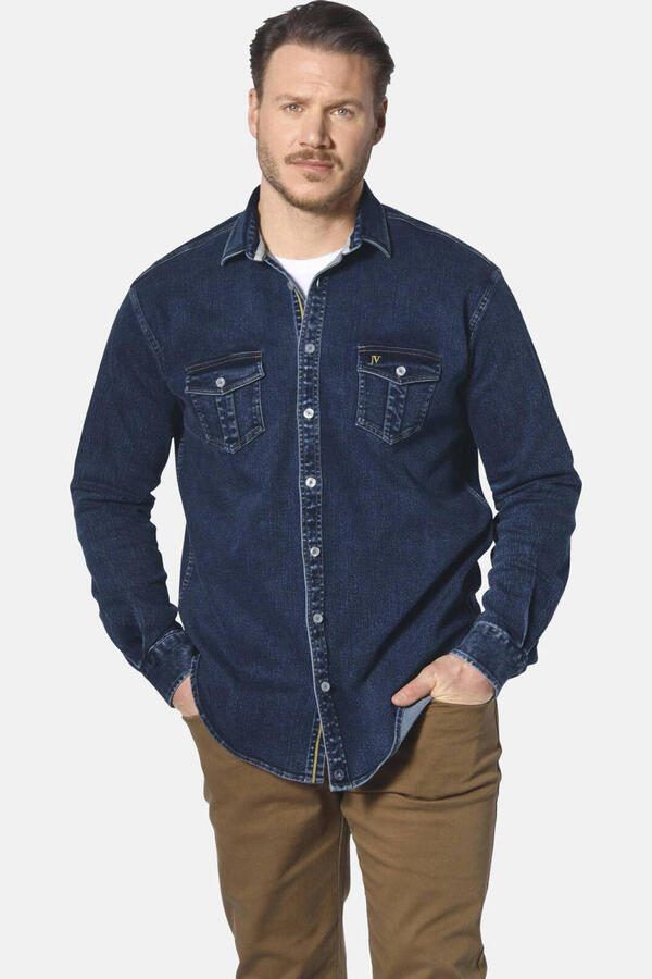 Jan Vanderstorm +FIT Collectie regular fit denim overshirt OLAVIK Plus Size donkerblauw - Foto 3