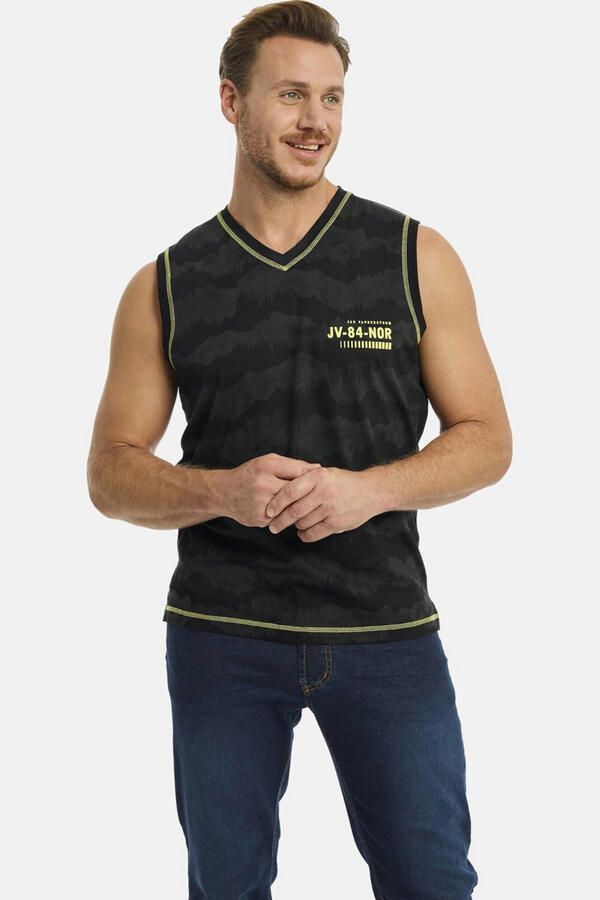 Jan Vanderstorm +FIT Collectie regular fit T-shirt FAFNER Plus Size met logo zwart