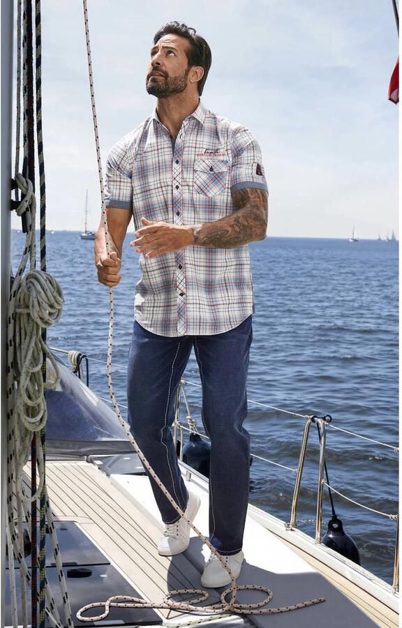 Jan Vanderstorm +FIT Collectie regular geruit casual overhemd lichtblauw - Foto 3