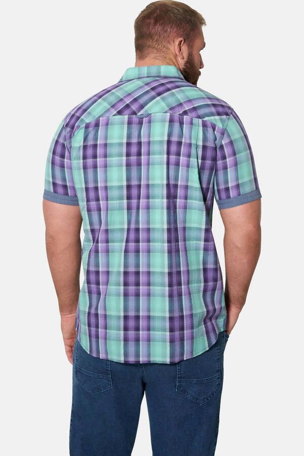 Jan Vanderstorm +FIT Collectie regular geruit casual overhemd petrol - Foto 3