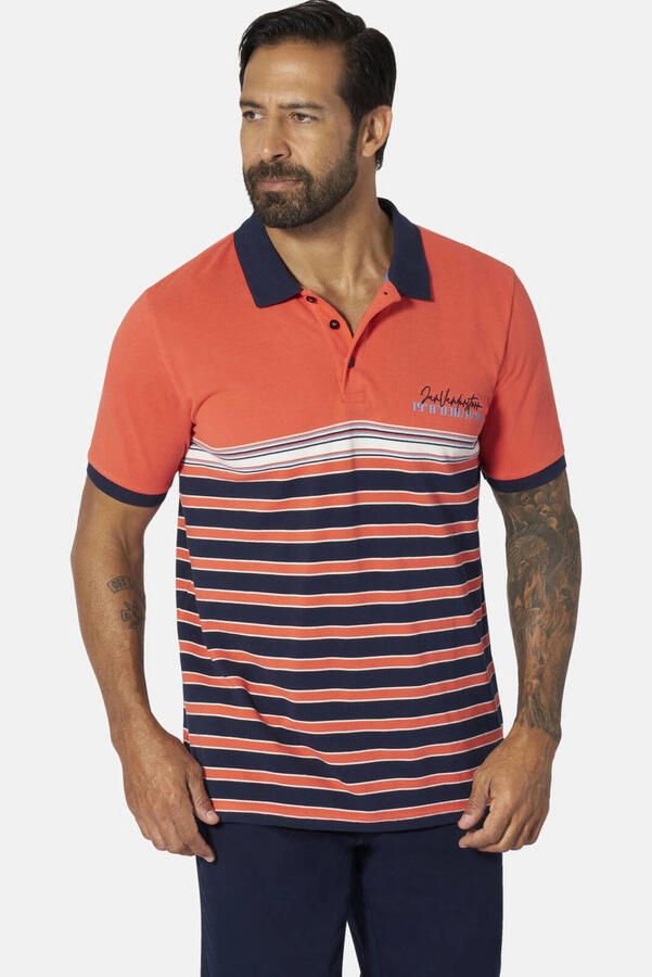 Jan Vanderstorm +FIT Collectie regular gestreepte polo Plus Size MARKUR oranje
