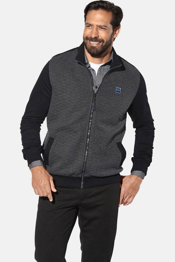 Jan Vanderstorm +FIT Collectie sweatvest LARSHEIM met textuur grijs