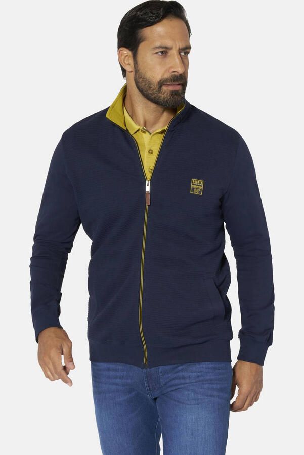 Jan Vanderstorm +FIT Collectie sweatvest Plus Size PEDKA donkerblauw