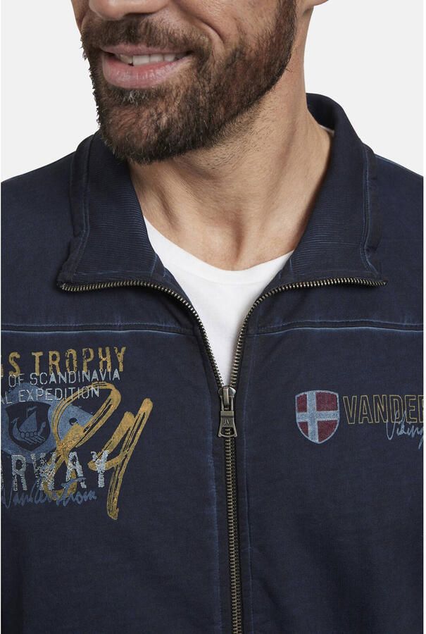 Jan Vanderstorm +FIT Collectie sweatvest SIVID Plus Size met printopdruk donkerblauw