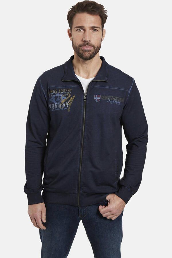 Jan Vanderstorm +FIT Collectie sweatvest SIVID Plus Size met printopdruk donkerblauw - Foto 2