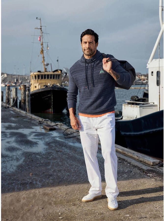 Jan Vanderstorm +FIT Collectie trui met ingebreid patroon donkerblauw - Foto 2