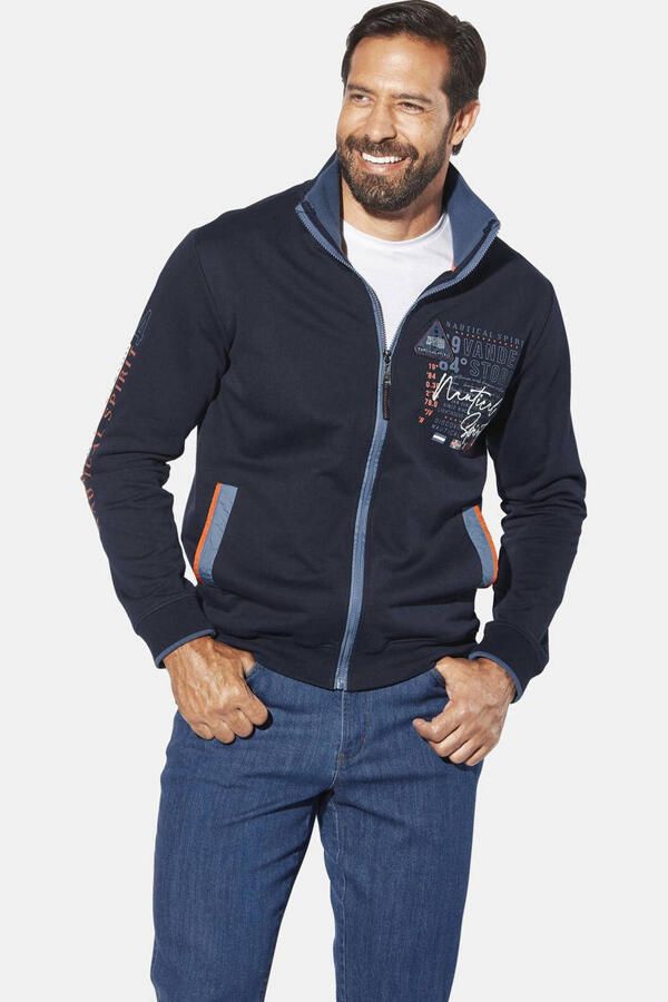 Jan Vanderstorm +FIT Collectie vest LINDSEN Plus Size met printopdruk donkerblauw