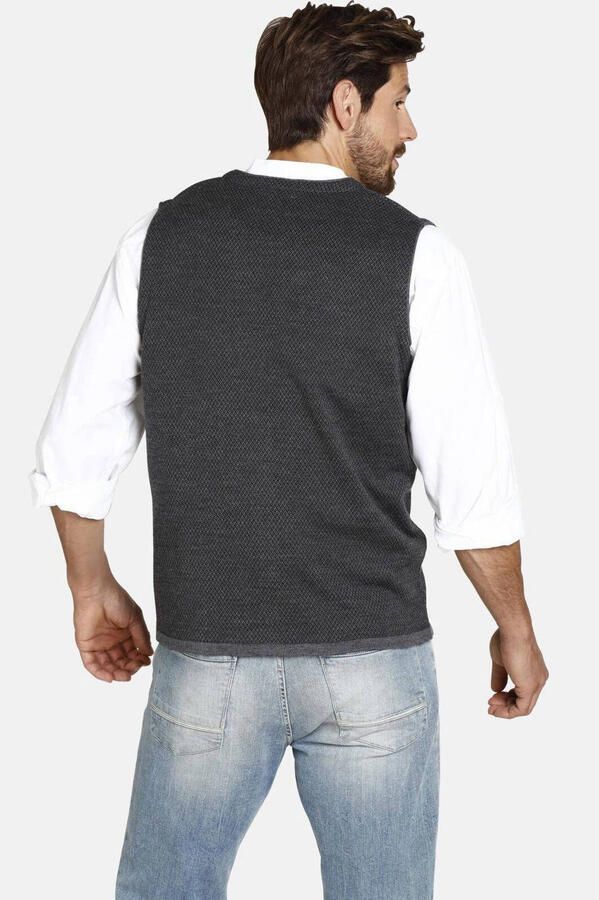 Jan Vanderstorm gebreid gilet TANE Plus Size met wol donkergrijs