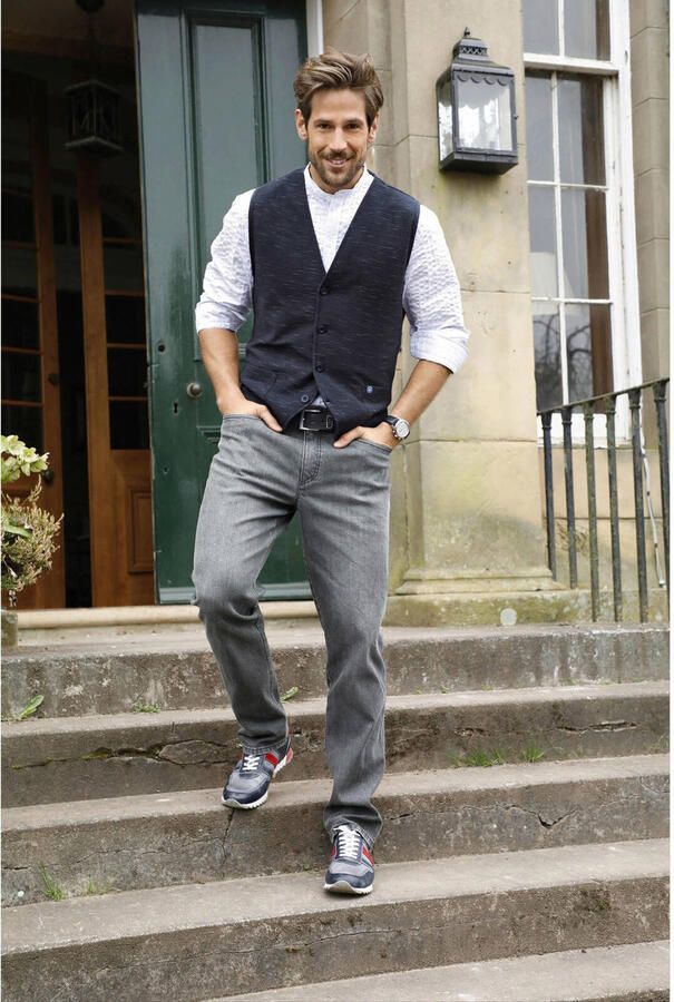 Jan Vanderstorm gemêleerd gilet Plus Size AHLMANN donkerblauw