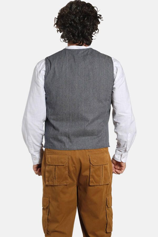 Jan Vanderstorm gestreept gilet TORVIND Plus Size donkerblauw - Foto 2