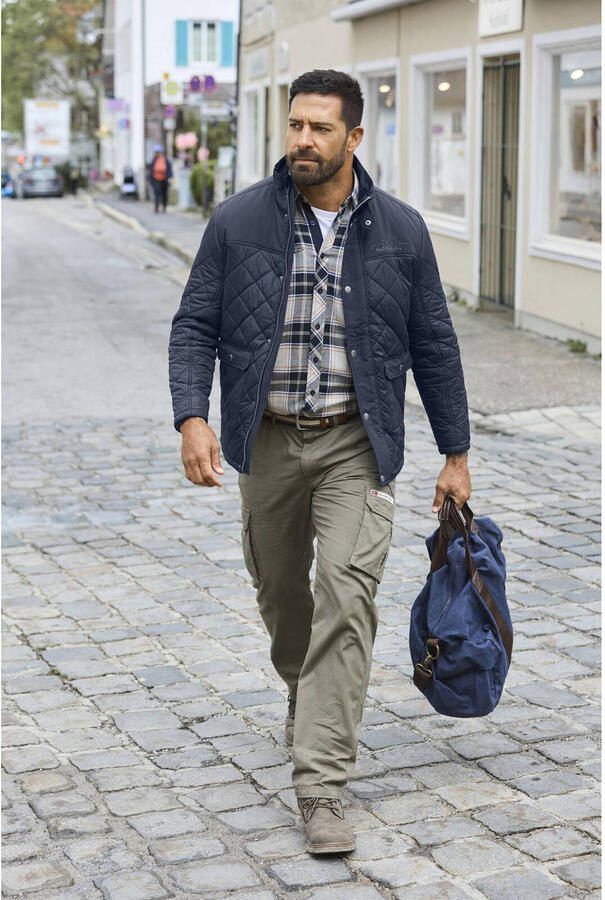 Jan Vanderstorm gewatteerde jas INGEDAL Plus Size donkerblauw