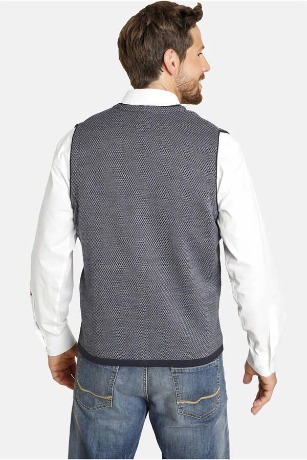 Jan Vanderstorm gilet Plus Size TANE met wol en all over print donkerblauw - Foto 2