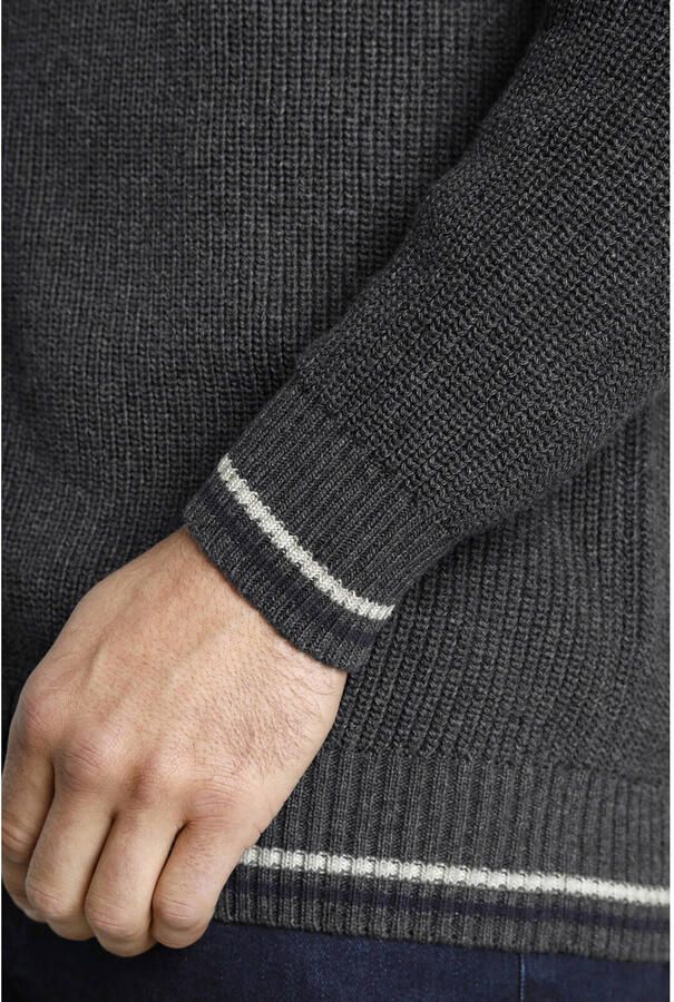 Jan Vanderstorm grofgebreid regular fit vest Plus Size Anve donkergrijs - Foto 2