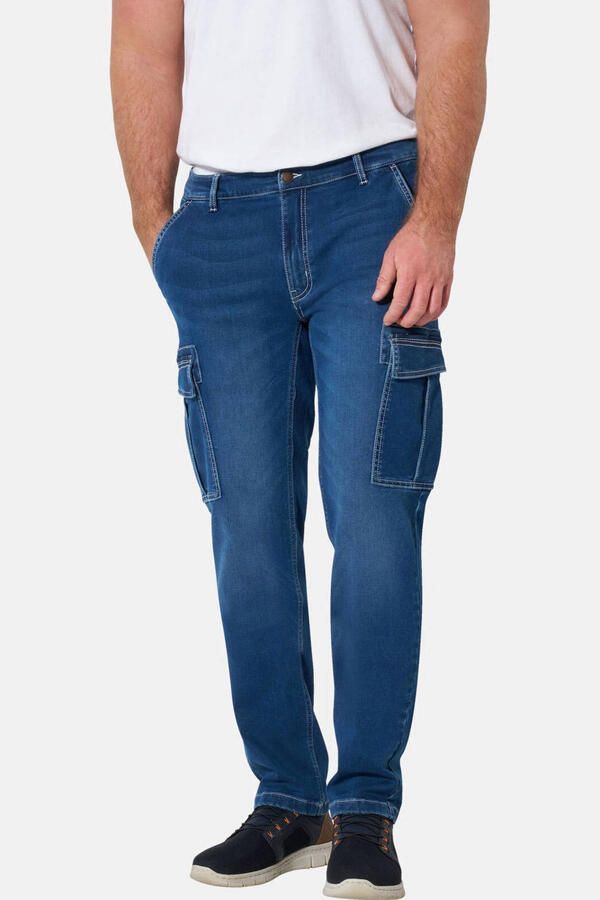 Jan Vanderstorm GUNNHEIM +FIT Collectie Plus Size loose fit cargo jeans blauw