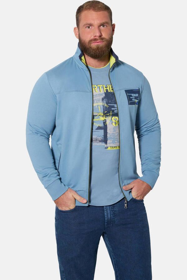 Jan Vanderstorm katoenen sweatvest +FIT Collectie Plus Size met print blauw