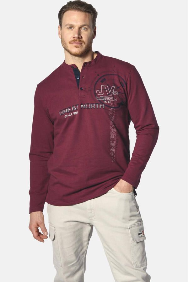Jan Vanderstorm longsleeve GARDRED Plus Size met printopdruk donkerrood