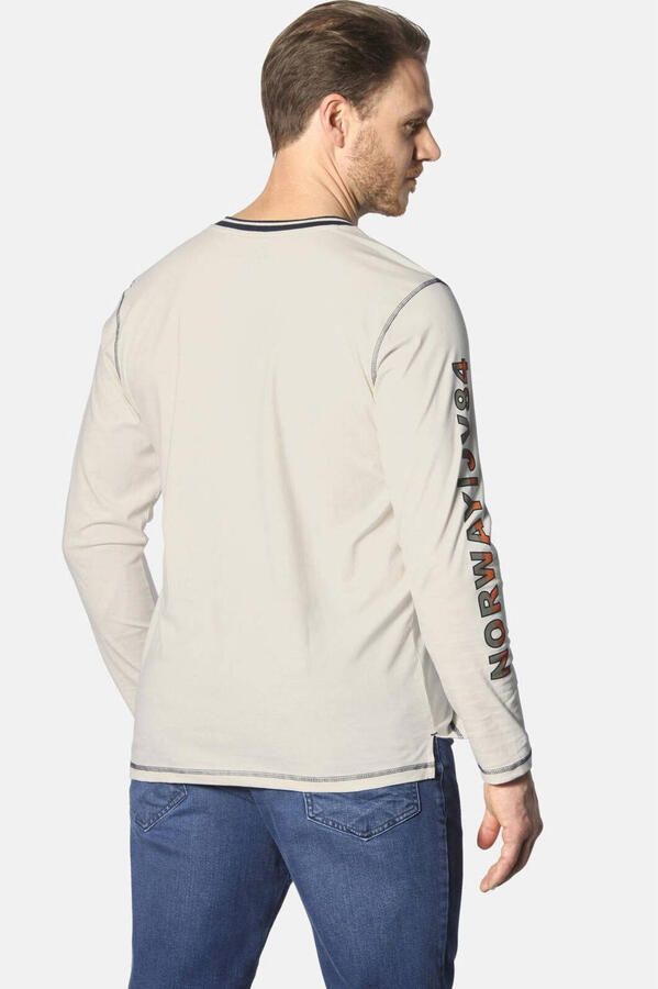 Jan Vanderstorm longsleeve RAGNHILD Plus Size met contrastbies ecru