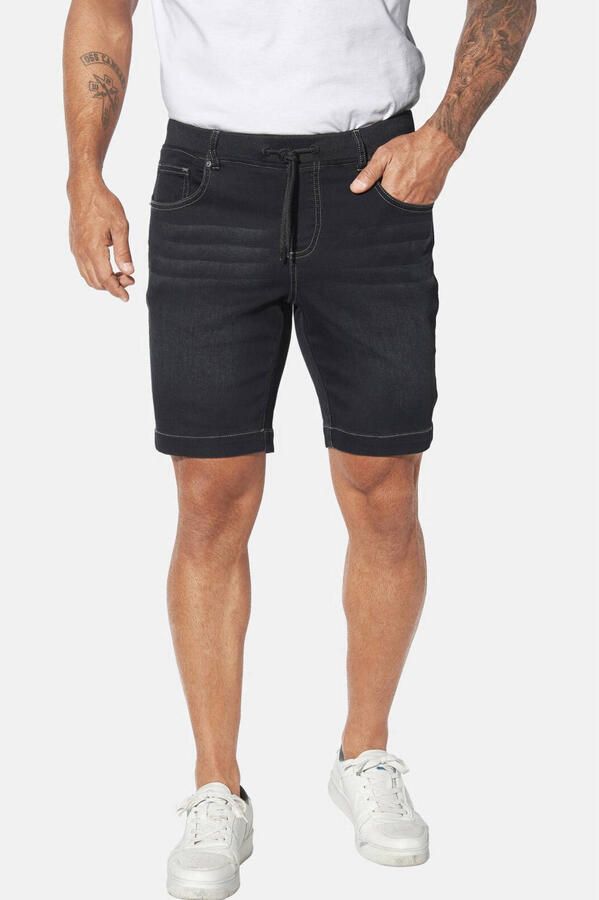 Jan Vanderstorm loose denim short GULLBRAND Plus Size zwart