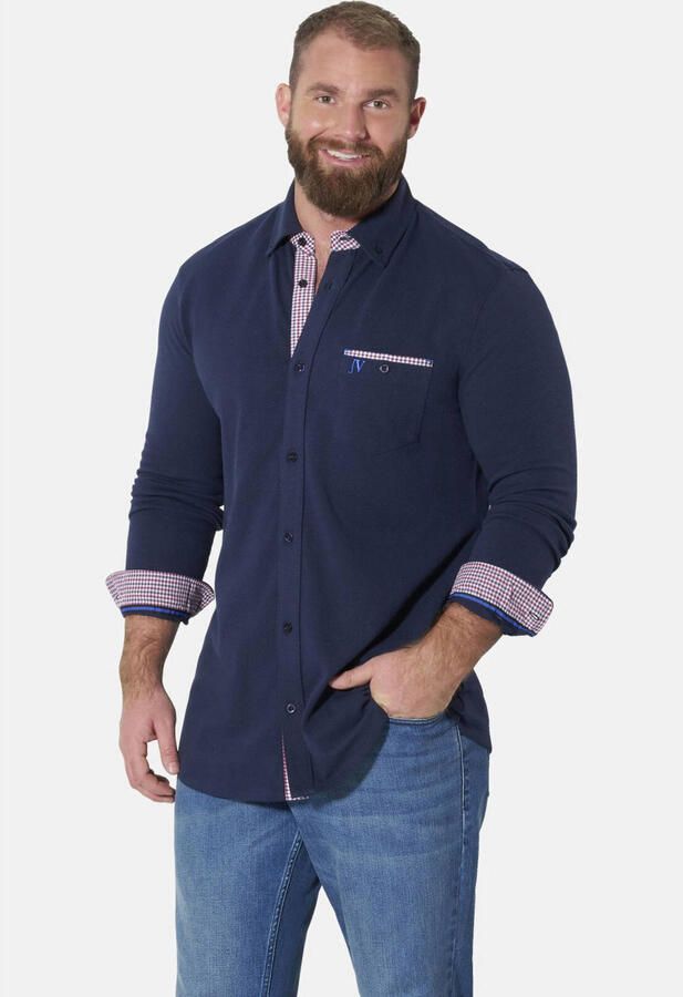 Jan Vanderstorm loose fit overhemd +FIT Collectie Plus Size donkerblauw