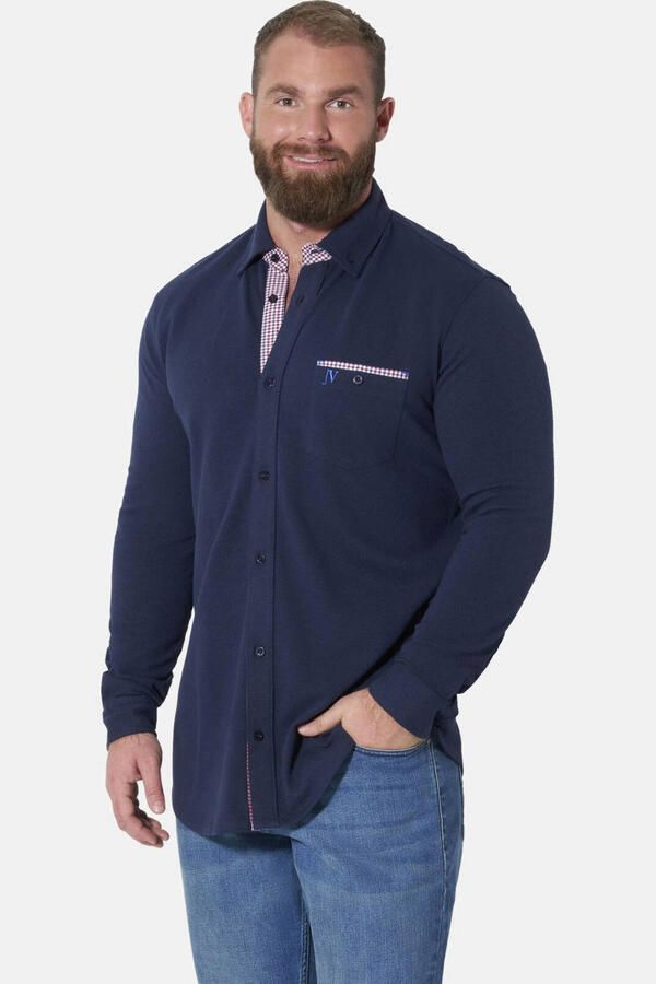 Jan Vanderstorm loose fit overhemd +FIT Collectie Plus Size donkerblauw - Foto 3